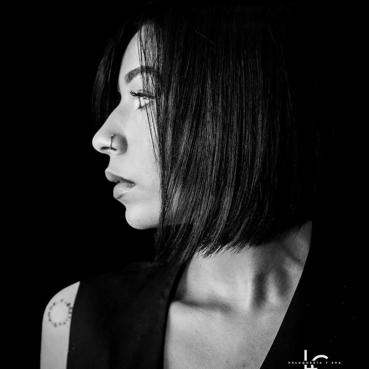 Corte bob en blanco y negro